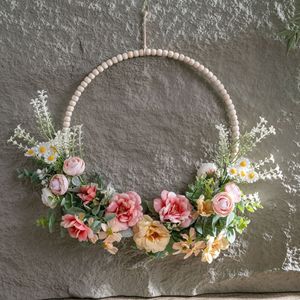 Guirlande de fleurs artificielles CallaFloral avec roses et camélias pour mariage, décoration murale de la maison, fabriquée à la main en plastique et tissu - Product Image 1