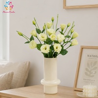 Batang Bunga Lisianthus Buatan dari Kain, Bunga Eustoma Tiruan Realistis dengan Kuncup untuk Dekorasi Vas Pernikahan dan Rumah
