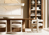 Ensemble de table à manger rectangulaire en bois de chêne massif de style nordique moderne avec pieds en acier et 4 chaises pour salle à manger