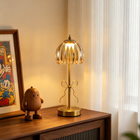 Lámpara de Mesa Moderna con Batería, de Hierro y Vidrio, con Intensidad Regulable, Táctil, Luz Nocturna Ambiental, Recargable, Inalámbrica, de Lujo, Portátil para Hotel