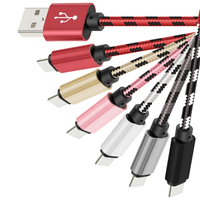 Câble de charge rapide et de synchronisation de données USB 2.0 Type-C OEM couleur 1m 2m 25cm avec gaine en nylon pour téléphones mobiles