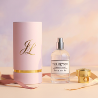 Botol Parfum Kaca Silinder Bening Warna Pink Laris Manis 30ml 50ml 100ml Tutup Emas Pompa Semprot dengan Kotak Tabung Elegan untuk Wanita