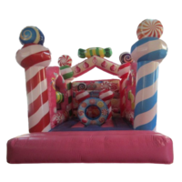 Château gonflable populaire à thème bonbons pour la vente en gros, château sauteur rose gonflable pour fêtes