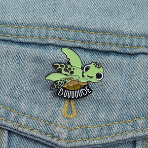 Komik deniz kaplumbağası emaye Pin karikatür okyanus hayvan broş sırt çantası yaka rozeti takı hediye arkadaşlar için - Product Image 1