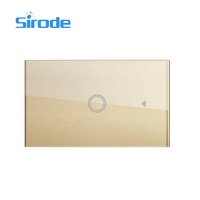 Sirode série ZN norme européenne luxe cristal verre or 2 gangs Smart Wife applique murale électrique interrupteur tactile pour la maison