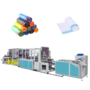 Automatic rope tie Overlap garbage bag making machine drawstring trash plastic bag cutting machine rope trash bag making machine