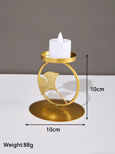 Support à bougie en métal LANJO, feuille de ginkgo dorée, porte-bougie en fer, décoration moderne pour la maison, pièce décorative - Product Image 4