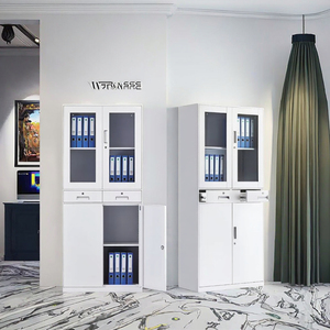 Librería con Puertas de Vidrio de Borde Estrecho Más Vendida para Uso Comercial, Gabinete Metálico con Estantes de Altura Ajustable - Product Image 6