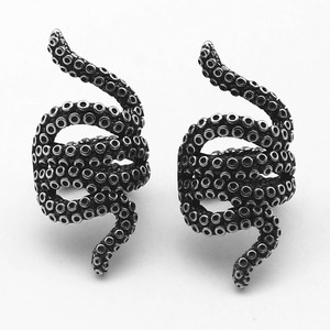Pendientes de tentáculo de pulpo yunnique, plata tibetana, forma de animal, diseño geométrico, joyería de moda para hombres y mujeres - Product Image 5