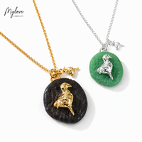 Collier pendentif en argent sterling S925 avec pierre naturelle agate sculptée en 3D en forme d'oiseau, bijoux fins personnalisés Mylove pour femmes, nature