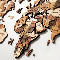 Mapa del Mundo de Madera 3D Personalizado, Decoración de Pared Multicapa, Regalo para el Hogar, la Oficina y Viajes