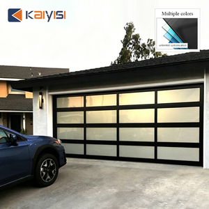 <span class=keywords><strong>Porte</strong></span> <span class=keywords><strong>de</strong></span> <span class=keywords><strong>garage</strong></span> <span class=keywords><strong>sectionnelle</strong></span> moderne à vue panoramique avec panneaux en verre trempé isolés - Product Image 4