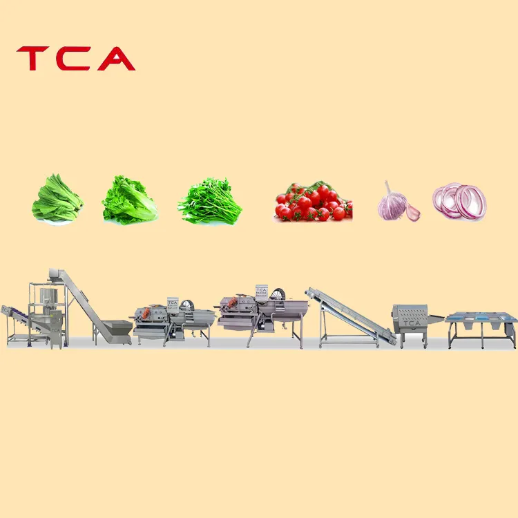 Linea di lavorazione per lavaggio verdure/linea di produzione per taglio frutta linea di lavaggio e asciugatura per insalata