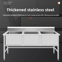 Edelstahl Gewerbliche Küchenspüle Freistehend Handgefertigt Silber 0,7 mm Dick Modell A-136 zum Händewaschen und Geschirrspülen