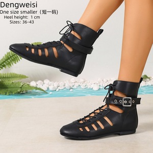 Sandalias de Mujer con Cordones, Verano 2026, Casuales, Cómodas para Uso Diario, Punta Redonda, Planas, Ligeras y Transpirables - Product Image 1