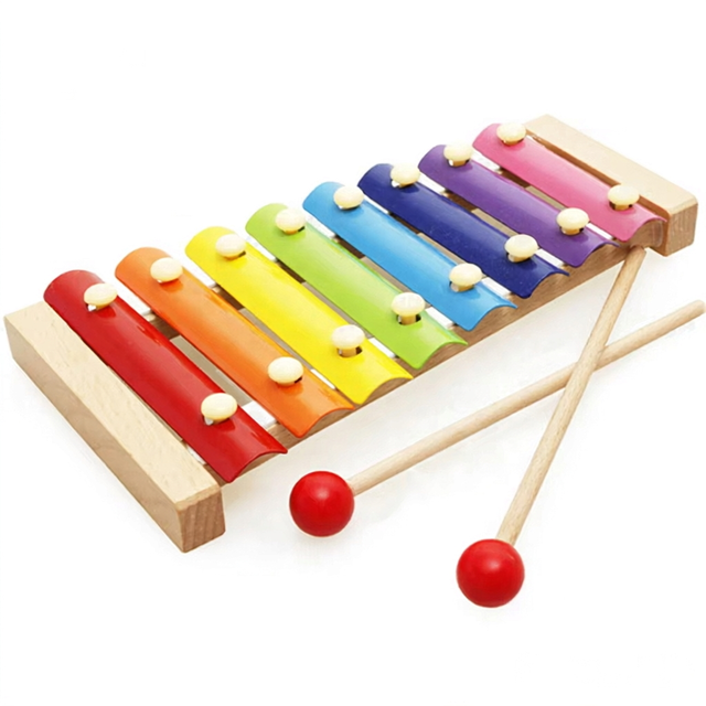 Colorful 8 Tone Wooden Xylophone with Mallets for Toddlers Early Music Education Rhythm Sound Learning Instrument Toy for Kids