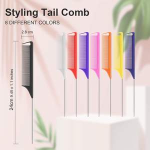 Hot Sale Anti Static ABS <b>Rat</b> <b>Tail</b> <b>Comb</b> Salon Hairdressing Parting Hair <b>Comb</b> Custom Logo Carbon Braiding <b>Comb</b> - Product Image 2