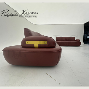 Renoidcas Keynes Modern L-Shape Sectional <b>Sofa</b> Genuine Leather Modular <b>Floor</b> Couch - Product Image 2