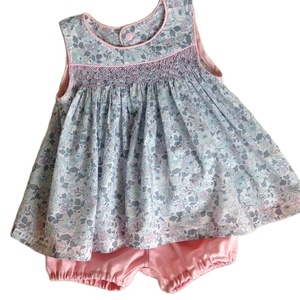 2024 Cute Tiny Printed Baby Dress Handmade Cotton Clothing Set Embroidery Neck Short Sleeves Beautiful Smoked <b>Toddler</b> Shorts - Product Image 1