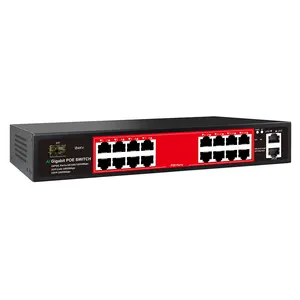 Commutateur PoE Gigabit à 16 ports OEM/ODM avec port 2 Gigabit Uplink 1SFP, conforme IEEE 802.3af/at, alimentation intégrée 240W