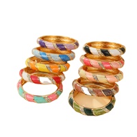 Bracelet en alliage émaillé double pièce, serti de diamants, coloré, effet goutte d'huile, non décolorant, style rétro, tendance, best-seller