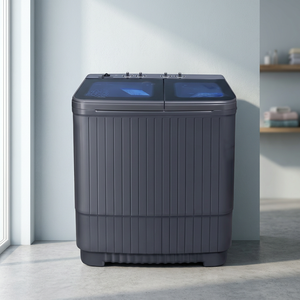 Lave-linge compact semi-automatique à deux cuves 12 kg avec fonctions lavage, essorage et séchage pour le linge familial - Product Image 2