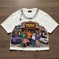 Produsen Custom TaiDe Kaos Crop Oversize Katun 280GSM Cetak Grafis Anime Hip Hop Scene Layanan OEM Streetwear Pria