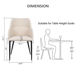 Chaises de salle à manger Kirkasa en <span class=keywords><strong>tissu</strong></span> <span class=keywords><strong>beige</strong></span> moderne avec pieds en métal <span class=keywords><strong>noir</strong></span> pour appartement, cuisine, club et salon, meubles de maison - Product Image 3