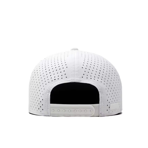 Custom 5 Panel Rubber PVC Logo Waterproof Baseball Cap Laser Cut Hole <b>Flat</b> Brim Perforated Cap Performance Golf <b>Hat</b> - Product Image 3