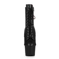 Bottines à lacets en PVC/PU noir mat, talon épais, rehaussant la taille, mode, pole dance, classiques, imperméables, résistantes à l'usure