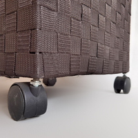 Panier à linge en nylon tissé noir avec roulettes pour les vêtements sales, poignée d'insertion solide pour un transport facile