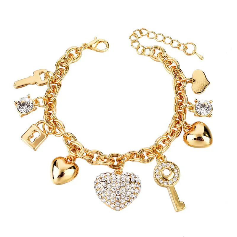 Fashion Heart Beetle Charm Bracelets Bangles For Women Gold Plated Bracelet Austrian Crystal Chain Pulseras