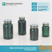 Flacon d'emballage pour compléments alimentaires en PET, 275 ml, à épaule ronde, vert, en plastique de qualité alimentaire, pour produits pharmaceutiques