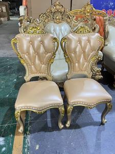 Ensemble de salle à manger en bois sculpté à la main de style rustique américain pour 8 personnes, table à manger avec plateau en marbre, idéale pour villa et restaurant - Product Image 5