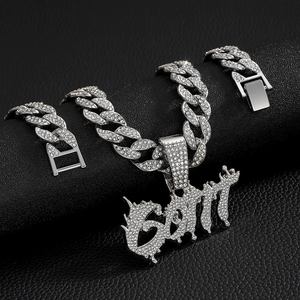 Collar con colgante de letra Iced GOAT y cadena cubana, chapado <span class=keywords><strong>en</strong></span> oro de 18K con pedrería, estilo Hip Hop para hombres, mujeres, raperos, bailarines y streetwear - Product Image 3