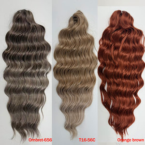 Chất Lượng Cao Tổng Hợp Bện Phần Mở Rộng Tóc Tự Nhiên Dợn Sóng 24 Inch 300G Bện Tóc Ombre Nâu Cầu Vồng Màu Hồng <span class=keywords><strong>Twist</strong></span> Crochet Tóc - Product Image 5