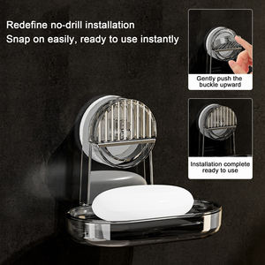 Luxuriöses transparentes Seifen kisten regal für die Wand montage Nicht perforiertes Kunststoff design für die Aufbewahrung von Haushalts reinigungs zubehör für Badezimmer - Product Image 4