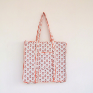 Sac fourre-tout bohème en coton, design à panneaux, brodé, ouverture supérieure, pour le shopping toutes saisons - Product Image 1