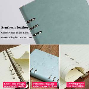 Wholesale A5 Business Office Coil-Bound Leather Hardcover Notebooks, Waterproof Cover Loose-Leaf <b>Notepads</b> - Product Image 3