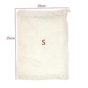 <span class=keywords><strong>Sac</strong></span> fourre-tout en coton biologique réutilisable et écologique à cordon de serrage, personnalisable en taille et design, idéal pour les légumes et l'emballage - Product Image 2