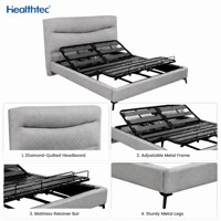Healthtec Modern OEM MOQ 2 Set Sıfır Yerçekimli Metal Çerçeveli Alman OKIN Motorlu Ayarlanabilir Yatak