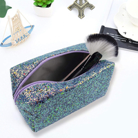 Pochette cosmétique tendance en PU brillant et coloré avec fermeture éclair étanche, sac à main, étui de rangement pour les voyages