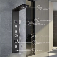 Colonne de douche multifonction en acier inoxydable avec cascade et poignée intégrée pour salle de bain