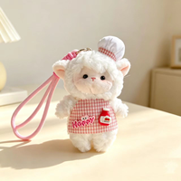 Porte-clés en peluche mouton chef mignon en gros, pendentif en peluche, mascotte de dessin animé personnalisée, jouet en peluche agneau pour cadeau