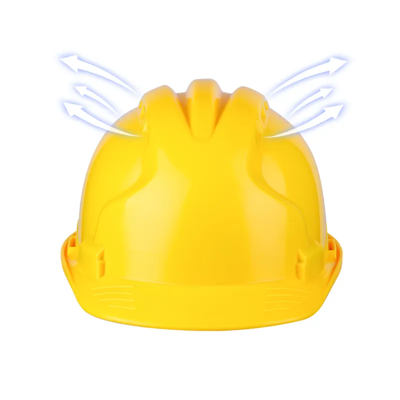 Precio competitivo buen diseno 4 puntos de plastico suspension casco industrial head protective yellow safety helmet for adults