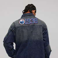 Patch en tissu sergé fait main, brodé avec logo personnalisé Jack Jill America Inc, 3 ou 4 pouces, avec sequins en forme de cœur et design en résine 3D, à coudre
