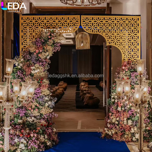 LEDA Wedding Events Supplies Custom Indian Style Gold Luxury Hollow Carving Pattern <b>Backdrop</b> <b>Stand</b> - Product Image 1