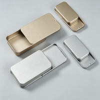 Boîte en fer blanc à couvercle coulissant vierge, conteneur en fer blanc avec logo personnalisé, boîte métallique pour emballage de pilules, de bonbons à la menthe et de parfum solide