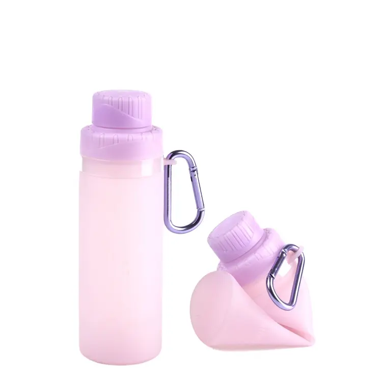BPA Free Foldable Collapsible Silicone Drink Water Bottle For Sports and Travel