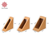 Boîtes à sandwich jetables en papier kraft Baoren avec fenêtre, emballages pour sandwichs, boîtes à pâtisserie triangulaires, boîtes à lunch de qualité alimentaire